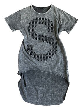 acid wash cutout tunic top high low mesh edgy grunge